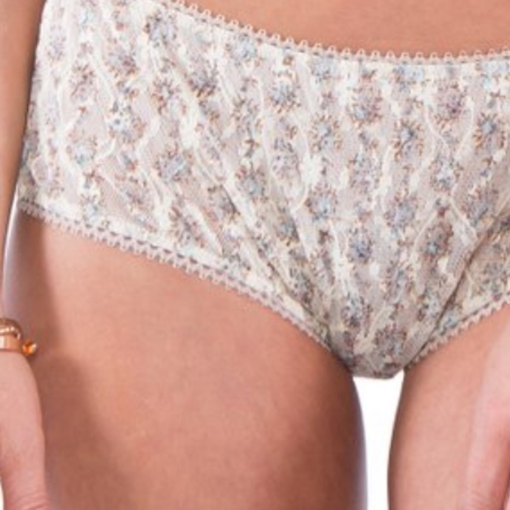 Daydream Nation Wilshire Floral Lace Mesh Panty Tan S (4-6)
